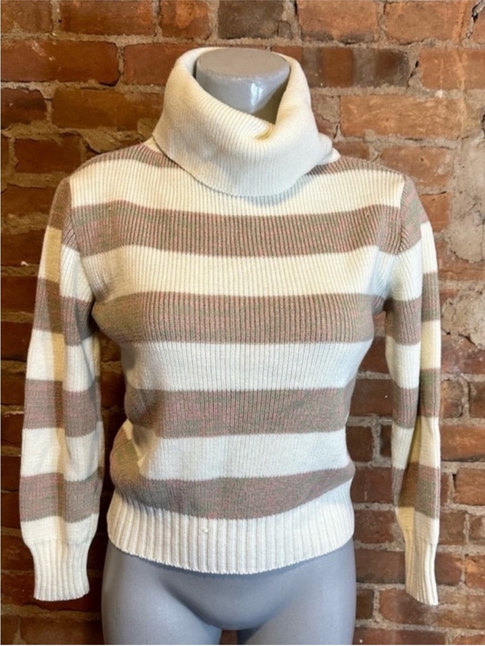 Vintage space dye striped turtleneck sweater women’s